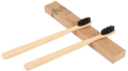 2 stks Milieuvriendelijke Natuur Tandenborstel Zachte borstel Haar Houten Lage Carbon Bamboe Handvat Tandenborstel Draagbare Tand Reinigingsborstel