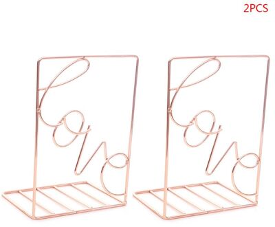 2 Stks/paar Creatieve Liefde Vormige Metalen Boekensteunen Bureau Opslag Houder Plank Boek Organizer Stand Oo
