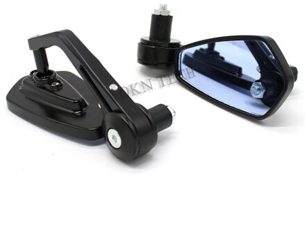 2 Stks/paar Universele Motorfiets Spiegels Hand Bar End Achteruitkijkspiegel Wit/Blauw Glas Lens Rear View Side Spiegels Cafe racer blauw lens