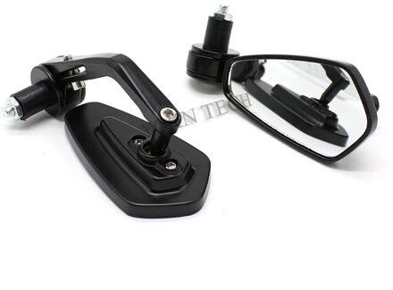 2 Stks/paar Universele Motorfiets Spiegels Hand Bar End Achteruitkijkspiegel Wit/Blauw Glas Lens Rear View Side Spiegels Cafe racer wit lens