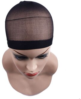 2 Stks/pak Pruik Haarnetjes Gratis Size Pruik Cap Voor Haar Weven Stretch Mesh Haarnetjes Maken Pruiken 5 kleuren zwart 2stk