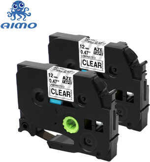 2 stks/partij 12mm * 8 m Tze 131 Tze131 Zwart op Helder Gelaagd Compatibel P touch 12mm tze-131 label Tape Cartridge