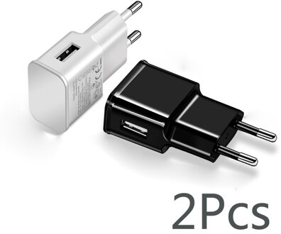 2 Stks/partij 5V 2A Reizen Handige Eu Plug Wall Charger Usb Adapter Voor Samsung Galaxy S5 S4 S6 Note 3 2 Voor Iphone 7 6 5 4 wit