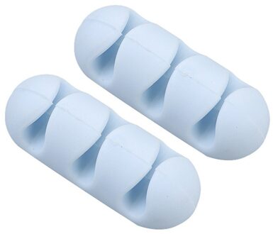 2 Stks/partij Adhesive Silicone Kabelhaspel Effen Kleur Kabel Houder Desktop Draad Gewikkeld Cord Organizer Bureau Set Kantoor Accessoires blauw