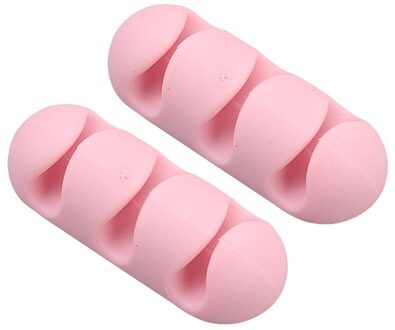 2 Stks/partij Adhesive Silicone Kabelhaspel Effen Kleur Kabel Houder Desktop Draad Gewikkeld Cord Organizer Bureau Set Kantoor Accessoires roze