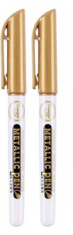 2 Stks/partij Diy Metallic Waterdichte Permanente Verf Marker Pennen Goud Zilver Hoogtepunten Voor Diy Epoxyhars Craft Tekening Pen 2stk goud