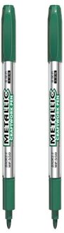 2 Stks/partij Diy Metallic Waterdichte Permanente Verf Marker Pennen Goud Zilver Hoogtepunten Voor Diy Epoxyhars Craft Tekening Pen 2stk groen