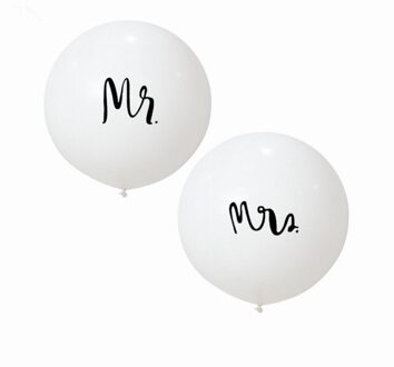 2 Stks/partij Goede 36 Inch Ronde Witte Print Mr & Mrs Latex Ballonnen Happy Wedding Photo Props Decoraties Valentine 'S Day Event