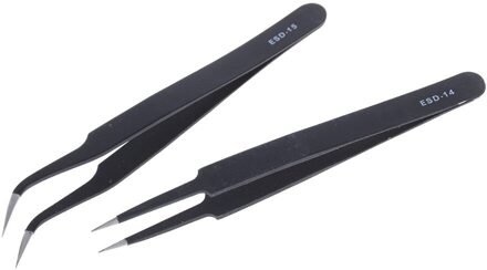 2 Stks/partij Hetltc Anti-Statische Precisie Pincet Set Non-Magnetische Staal Fijne Esd Tweezer Elektronica Reparatie Tools
