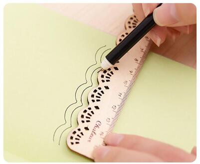 2 stks/partij, Kant houten rechte liniaal voor scholieren, hout kant heerser als school stationair 2 geel