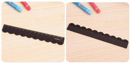 2 stks/partij, Kant houten rechte liniaal voor scholieren, hout kant heerser als school stationair 2 zwart