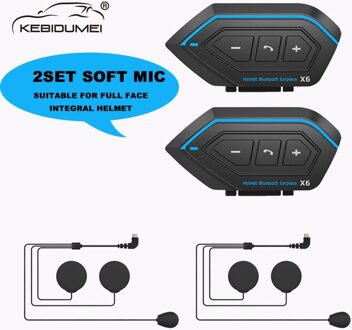 2 Stks/partij Motorfiets Bluetooth Intercom Helm Intercom Tot 2 Rijders 1000M Draadloze Waterdichte Interphone Headsets X6 Flexible draad