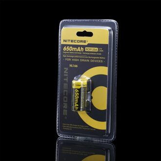 2 stks/partij nitecore nl166 16340 rcr123a 3.7 v 2.4wh 650 mah lithium oplaadbare batterij