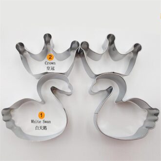 2 Stks/partij Rvs Prinses Kroon Cookie Cutter Romantische Swan Party Cake Mallen Biscuit Cutters Bakken Tool Mould Stamp