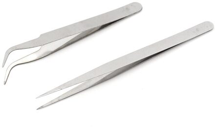 2 stks/partij Straight & Gebogen Pincet Gebruikt in Wimper Extension Beauty Makeup Tools Individuele Wimpers Uitbreiding Roze Pincet Sliver