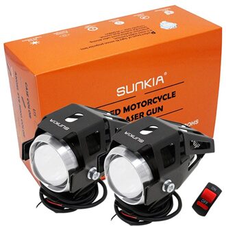 2 Stks/partij Sunkia High Power 125W Motorfiets Projector Koplamp U5 3 Modi 3000LM Motor Hoofd Fog Lamp Zilver
