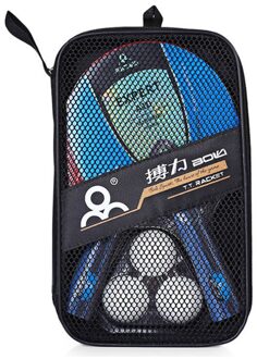 2 Stks/partij Tafeltennis Bat Racket Dubbele Gezicht Puistjes In Lange Korte Handvat Ping Pong Paddle Racket Set Met 3 ballen + Tas