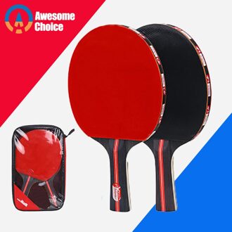 2 Stks/partij Tafeltennis Bat Racket Dubbele Gezicht Puistjes In Lange Korte Handvat Ping Pong Paddle Racket Set Met tas