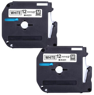 2 stks/partij Zwart op Wit 12mm 8 M Printer Lint Compatibel voor Brother p-touch Label Printer Tape MK231 MK 231 M-K231 MK-231