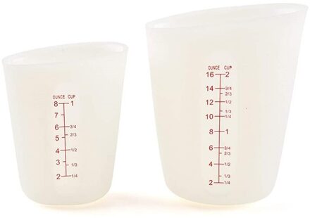 2 Stks/set 250Ml & 500Ml Siliconen Maatbekers Food Grade Pp Plastic Cups Meten Cups Volume Meting Gereedschap