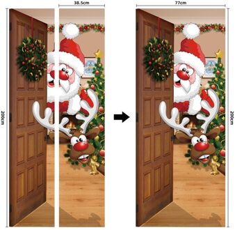 2 Stks/set 3D Kerst Kerstman Elanden Decoratieve Koelkast Deur Sticker Decal