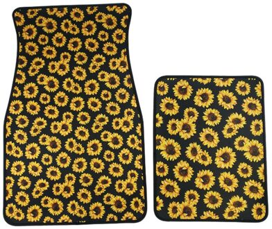 2 Stks/set Auto Gedrukt Styling Tapijt Universele Neopreen Rechthoek Voor Achter Accessoires Auto Vloer Deurmat Matten Anti Slip zwart