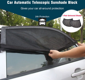 2 Stks/set Auto Rear Window Zonnescherm 100X52Cm Side Zonnescherm Mesh Auto Visor Shield Cover Uv bescherming Verstelbare Gordijn