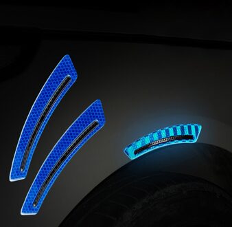 2 Stks/set Auto Waarschuwing Sticker Mark Auto Veiligheid Reflecterende Stickers Tape Nigth Veiligheid Reflecterende Strips Exterieur Accessoires Tape Blauw