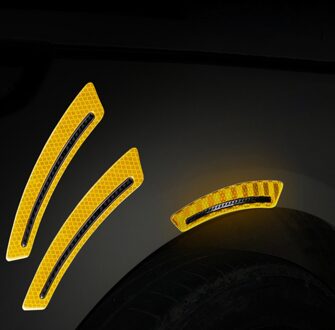 2 Stks/set Auto Waarschuwing Sticker Mark Auto Veiligheid Reflecterende Stickers Tape Nigth Veiligheid Reflecterende Strips Exterieur Accessoires Tape geel
