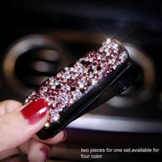 2 Stks/set Auto Zonneklep Zonnebrillen Card Ticket Holder Clip Mount Carbon Fiber Draagbare Auto Ornament 2stk paars