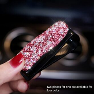 2 Stks/set Auto Zonneklep Zonnebrillen Card Ticket Holder Clip Mount Carbon Fiber Draagbare Auto Ornament 2stk roze