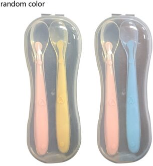 2 Stks/set Baby Lepels Voeden Gerechten Babyvoeding Zachte Siliconen Zachte Kop Lepel Voeden Baby Servies Lepel Willekeurige Kleur