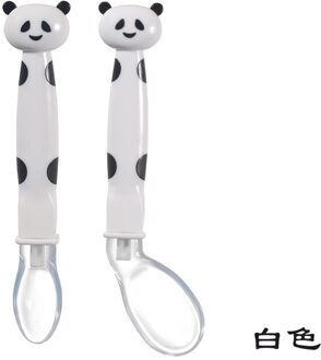 2 Stks/set Baby Siliconen Zachte Voeding Lepel Servies Panda Cartoon Lepels Gerechten Zuigeling Gebruiksvoorwerpen Leren Lepels
