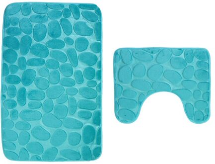 2 stks/set Badkamer Wc Mat Absorberende Zachte Set van 2 Memory Foam Mat u-vorm Badkamer Wc Floor Douche rug Non Slip Extra Mat blauw groen