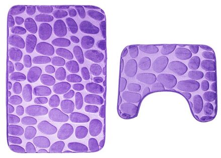 2 stks/set Badkamer Wc Mat Absorberende Zachte Set van 2 Memory Foam Mat u-vorm Badkamer Wc Floor Douche rug Non Slip Extra Mat Paars