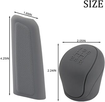 2 Stks/set Car Auto Manual Siliconen Shift Gear Hoofd Knop Cover Handrem Covers Sleeve Case Skin Protector Auto Accessoires grijs