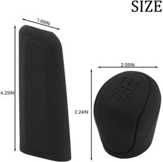 2 Stks/set Car Auto Manual Siliconen Shift Gear Hoofd Knop Cover Handrem Covers Sleeve Case Skin Protector Auto Accessoires zwart