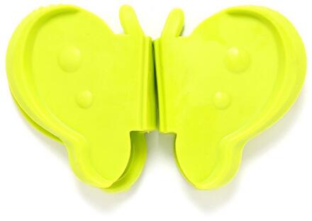 2 Stks/set Creatieve Vlinder Keuken Siliconen Isolatie Tegen Hete Plaat Clip Met Magneet Beschermen Handen Nemen Kom Oven groen