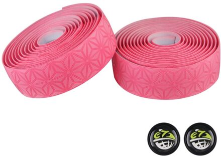 2 Stks/set Fietsstuur Tape Met Huidmondjes Luxe Synthetisch Leer Wraps Voor Racefiets Fixed Gear Fiets Roze