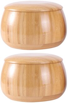 2 Stks/set Go Spel Stukken Kom Gaan Schaakstukken Jar Houten Go Spel Accessoire licht bruin