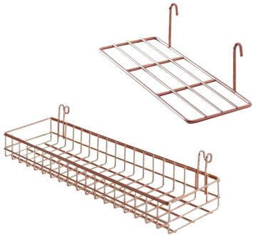 2 Stks/set Grid Panel Muur Plank Mand Met Haak Boekenplank Display Opslag Rack Organizer Opknoping Lade
