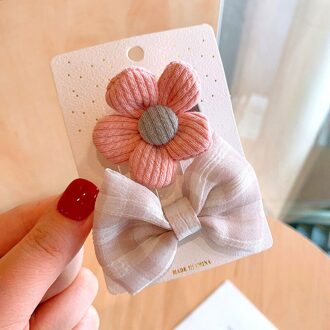 2 Stks/set Haar Clip Baby Plaid Boog Haarspelden Voor Meisjes Haar Accessoires Kids Bloem Cartoon Hair Clips Haarspeldjes roze