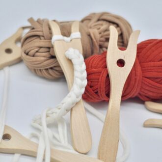 2 Stks/set Handgemaakte Breien Tool Houten Vork Vorm Hand Loom Craft Kids Diy Armband Ketting Weven Braider
