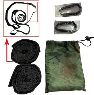 2 Stks/set Hangmat Band Speciale Versterkte Polyester Bandjes Met Ring Hoge Dragende Prikkeldraad Zwart Outdoor Camping Bandjes B normaal withoutLoop