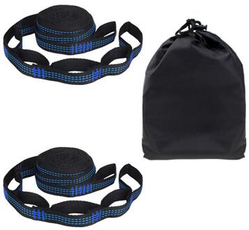 2 Stks/set Hangmat Bandjes Speciale Versterkte Polyester Bandjes 5 Ring Hoge Dragende Prikkeldraad Zwart Outdoor Hangmat Bandjes Blauw