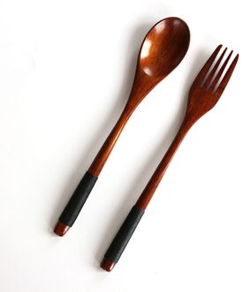 2 Stks/set Houten Lepel Bamboe Keuken Gereedschap Kookgerei Westerse Servies Dessert Fruit Serveren Kinderen zwart