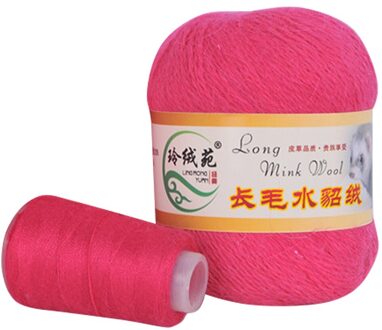 2 Stks/set Lange Pluche Breien Garen Anti-Pilling Hand-Breien Draad Koord Voor Vest Sjaal 014 licht roos rood