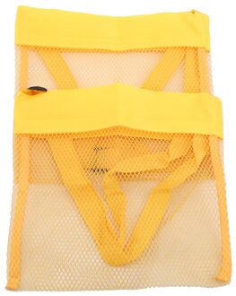 2 Stks/set Mesh Tote Strand Opslag Shell Netto Zak Meisjes Handtassen Kinderen Kids Zand Object Verzamelen Speelgoed geel