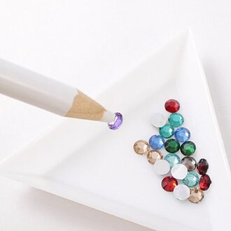 2 Stks/set Nail Art Rhinestones Gems Picking Picker Potlood Pen + Driehoek Puntjes Plaat Manicure Diamanten Gereedschap