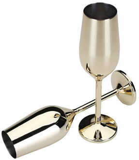 2 stks/set Onbreekbaar Roestvrij Champagne Glazen Geborsteld Goud Bruiloft Roosteren Champagne Fluiten Drink Cup Party Huwelijk Wijn